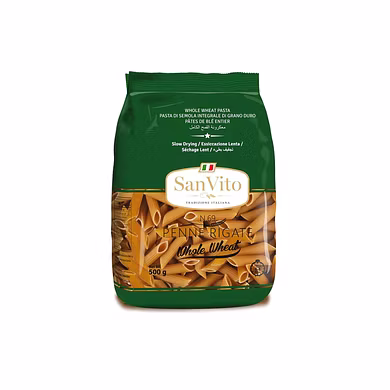 SAN VITO-WHOLE WHEAT PENNE RIGATE 500g-(MRP 200)-U01IP09S44WPE001