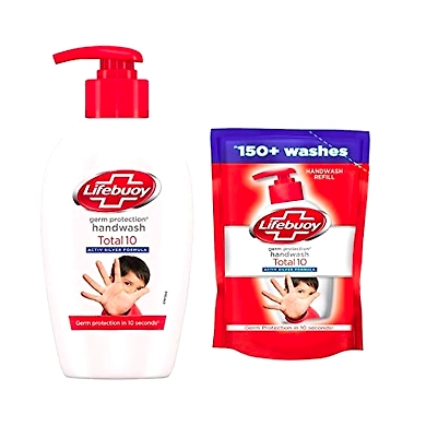 Lifebuoy Total 10 Germ Protection Handwash 190 ml With Refill Pouch 185 ml Free-EIPS830515