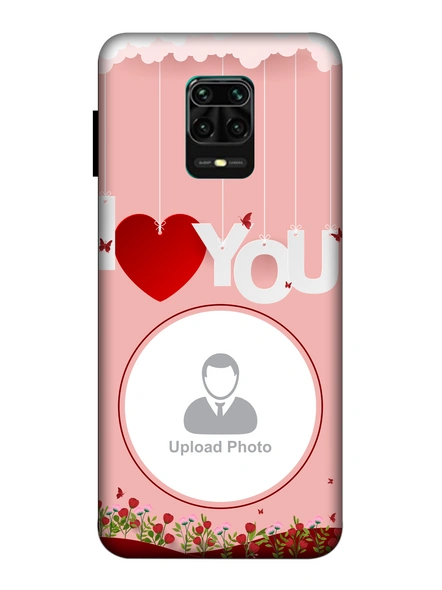 3D Hanging I Love You Flowers Customised Mobile Back Cover for Xiaomi-Redmi-Note-9-P-02181