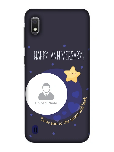 3D Happy Anniversary Blue Theme Personalized Mobile Back Cover for Samsung-SAMSUNG-A10--02192