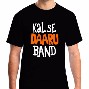 Kal Se Daaru Band Round Neck Tshirt for Men