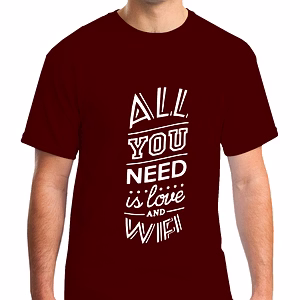 All You Need Is Love And Wify Printed Round Neck Tshirt For Men