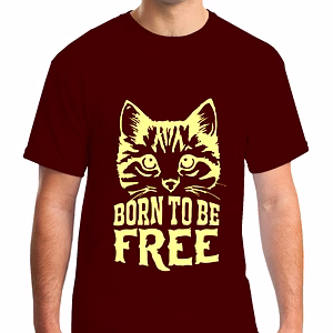 Born To Be Free Printed Round Neck Tshirt for Men
