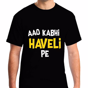 Aao Kabhi Haveli Pe Printed Round Neck Tshirt For Men