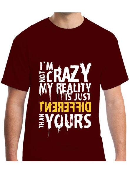 I Am Not Crazy Quote Printed Round Neck Tshirt For Men-RNECK0015-Brown-XXL