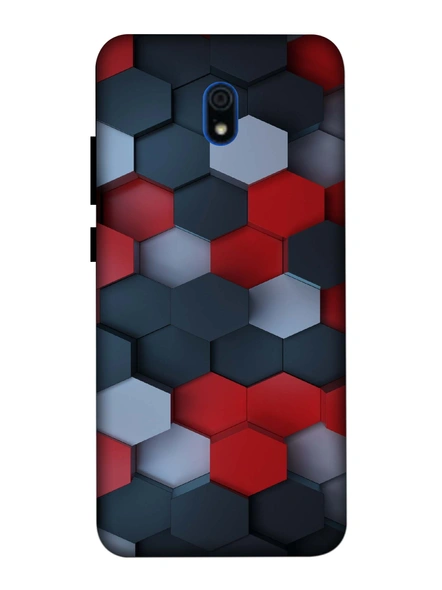 Xiaomi 3D Designer Hexagon Red Black Pattern Printed Mobile Cover-Redmi8A-MOB003029