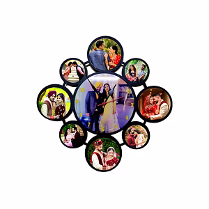 Personalized 9 Photos Circle Hanging Collage Clock