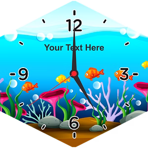 Fish Acquerium Printed Hexagon Personalized Wall Clock