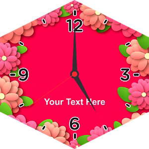 Super Pink Flower Printed Personalized Hexagon Wall Clock