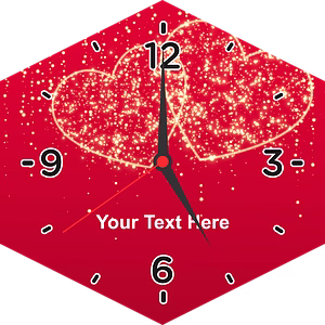 Sparkle Hearts printed Customized Hexagon Wall Clock