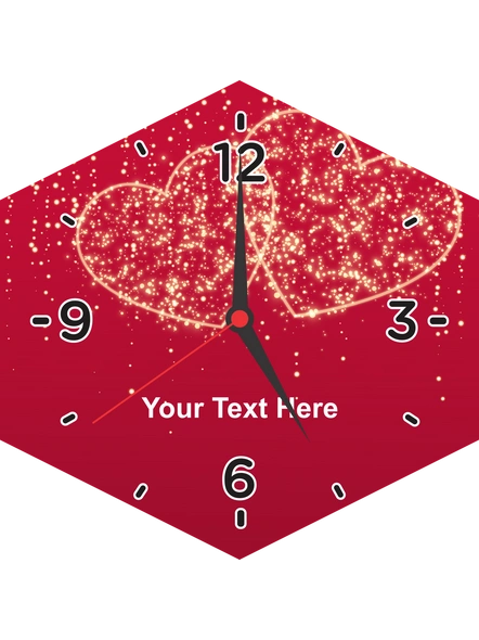 Sparkle Hearts printed Customized Hexagon Wall Clock-1