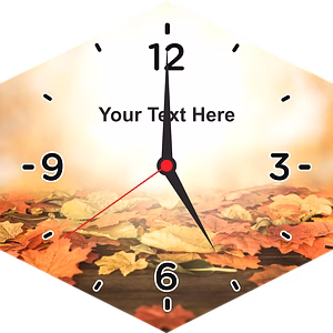 Natural Leaves Printed Customised Hexagon Wall Clock