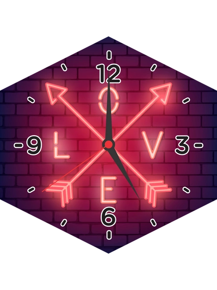3D Love Arrows Printed Customised Hexagon Wall Clock-HEXACLOCK0007