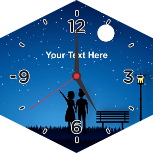 Night View Couple Printed Customised Hexagon Wall Clock
