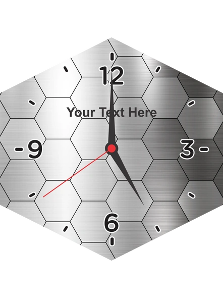 3D Silver Blocks Pattern Printed Personalized Hexagon Wall Clock-HEXACLOCK0011