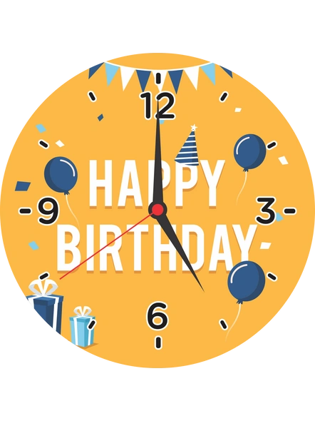 Happy Birthday Yellow Theme Personalized Round Clock-1