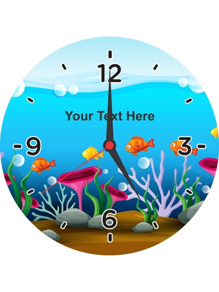 Fish Acquerium Printed Round Personalized Wall Clock-1