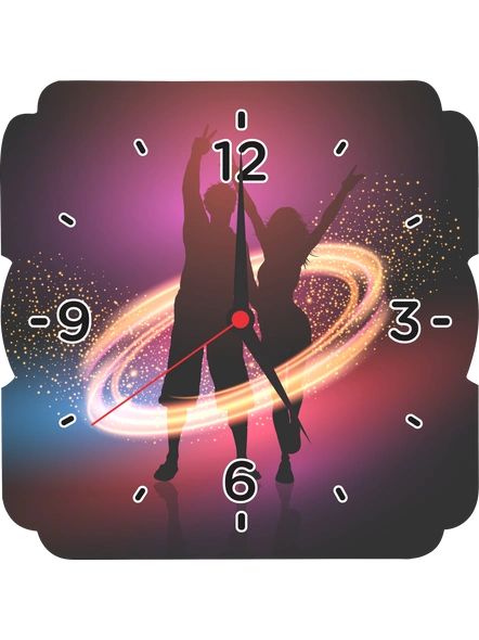 Couple Dancing Style Printed Personalized Square Wall Clock-SQCLOCK0007