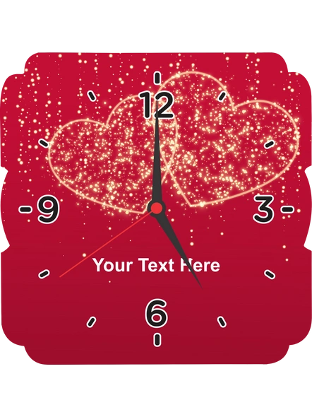 Sparkle Hearts printed Customized Square Wall Clock-SQCLOCK0011