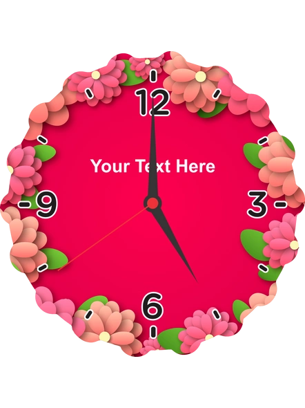 Super Pink Flower Printed Personalized Sunflower Shaped Wall Clock-SUNFCLOCK0003