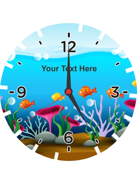 Fish Acquerium Printed Wheel Shaped Personalized Wall Clock-1