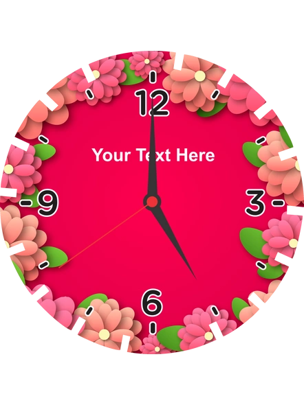 Super Pink Flower Printed Personalized Wheel Shaped Wall Clock-1