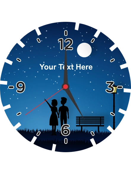Night View Couple Printed Customised Wheel Shaped Wall Clock-1