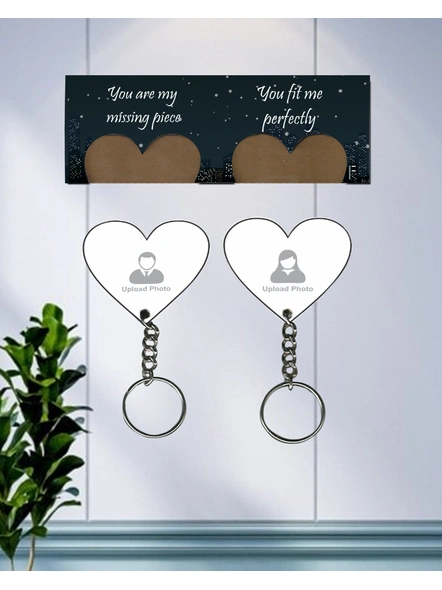 You are my missing Piece Hanging Heart Personalized Keychain Holder-2