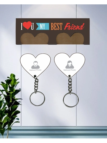 I Love You My Best Friend Hanging Heart Personalized Keychain Holder-HKEYH0011A