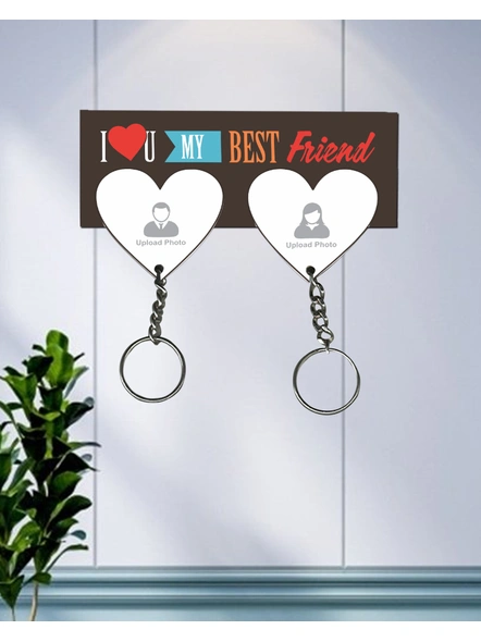 I Love You My Best Friend Hanging Heart Personalized Keychain Holder-2