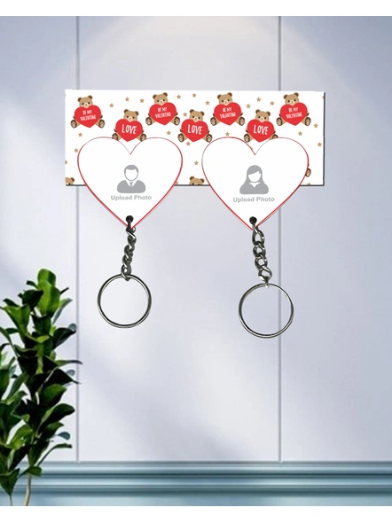 Teddy Love Valentines Hanging Hearts Personalized Keychain Holder-3