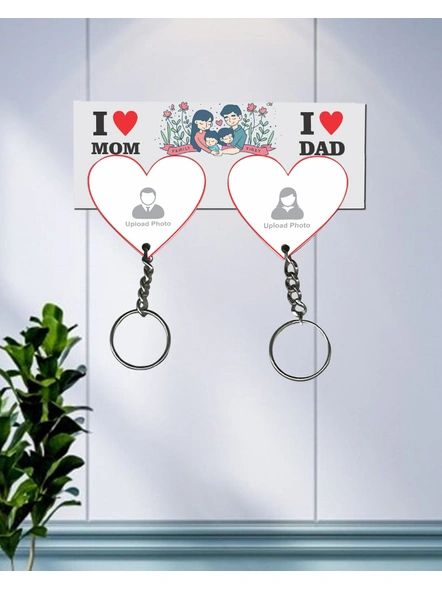 I love My Dad Hanging Hearts Personalized Keychain Holder-2