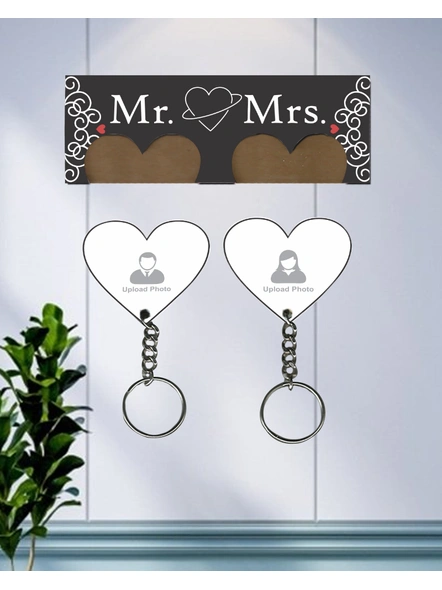 Mr and Mrs Personalized Hanging Hearts keychain Holder-HKEYH0017A