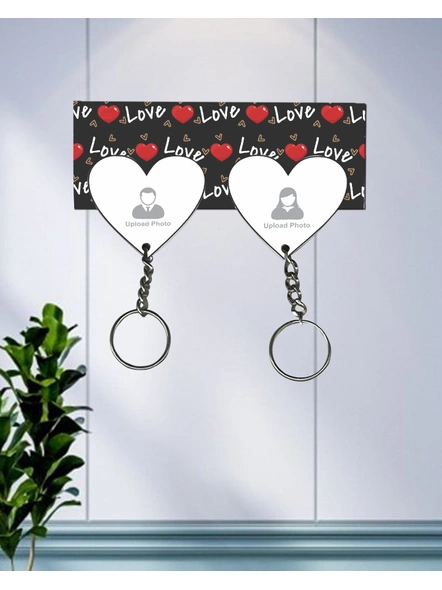 Love Hearts Printed Customized Hanging Hearts Keychain Holder-3
