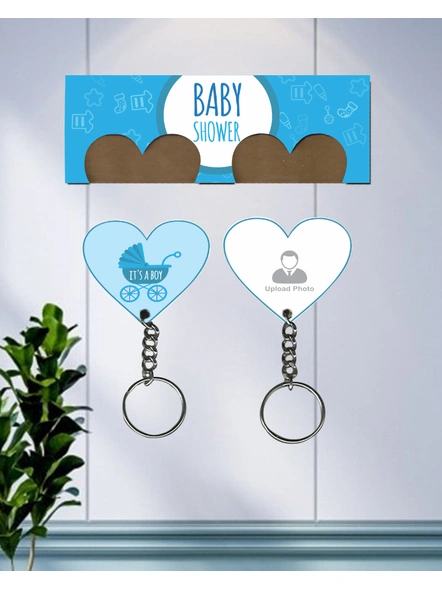 It's a Baby Boy Personalized Hanging Hearts Keychain Holder-HKEYH0023A