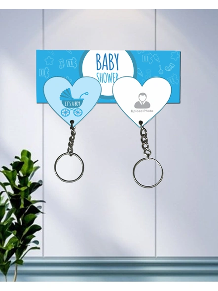It's a Baby Boy Personalized Hanging Hearts Keychain Holder-2