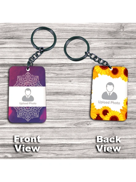 Sunflower Printed Customised Double Side Rectangle keychain-3