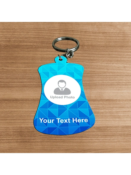 Square Blue Boxes Personalized Bottle Shapped Keychain-1