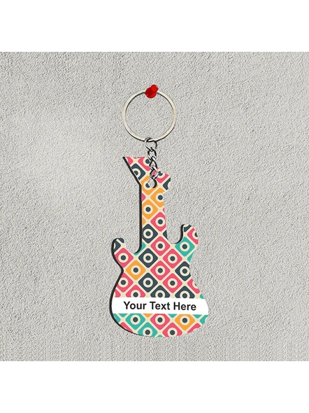 Multicoloured Squares Personalized Guitar Keychain-GUITARKC0017A