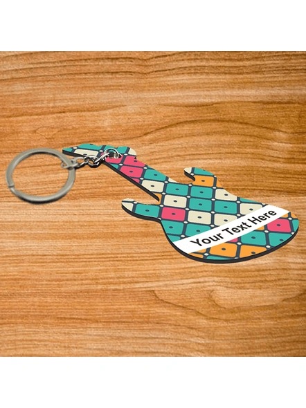 Multicoloured Text Input Personalized Guitar Keychain-3