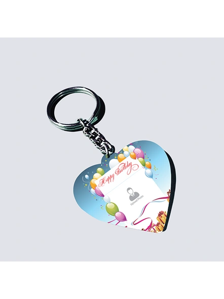 Happy Birthday Baloons Personalized Heart Shape Keychain-HEARTKC0007A