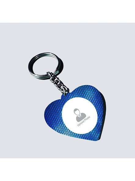 Blue Personalized Heart Shaped Keychain-HEARTKC0011A