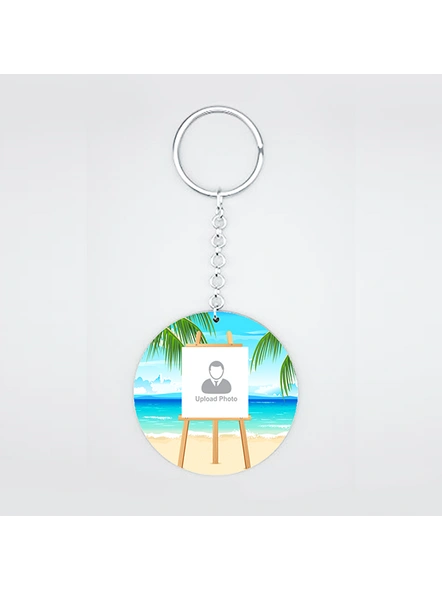 Beach View Standy Personalized Round Shape Keychain-CIRCLEKC0015A
