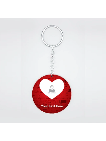 Love Printed Personalized Round Shape Keychain-CIRCLEKC0017A