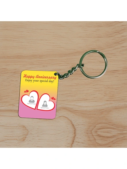 Happy Anniversary Personalized Small Rectangle Shape Keychain-SSRECTC0001A