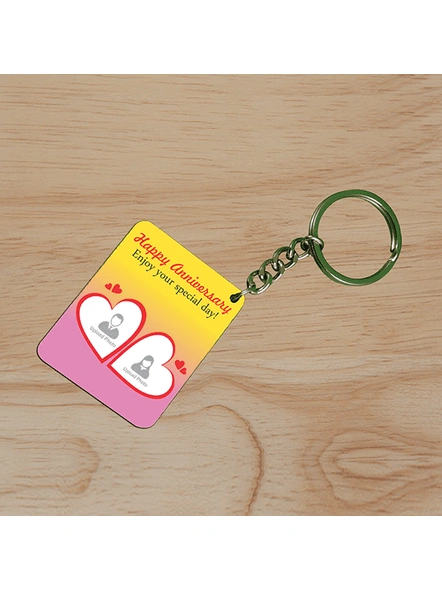 Happy Anniversary Personalized Small Rectangle Shape Keychain-2