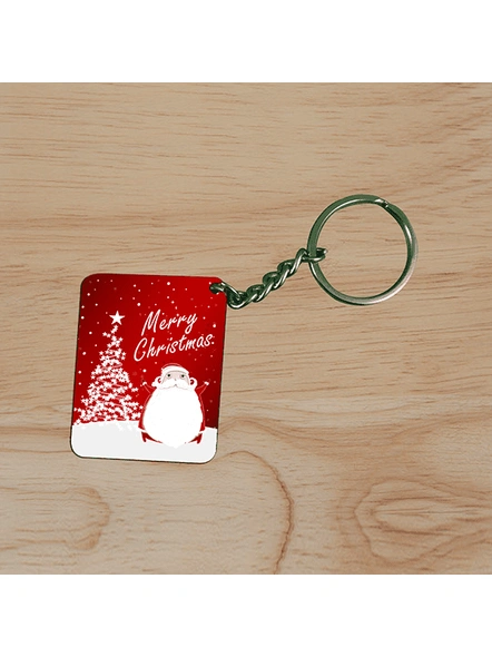 Merry Christmas Senta Tree Printed Small Rectangle Shape Keychain-2