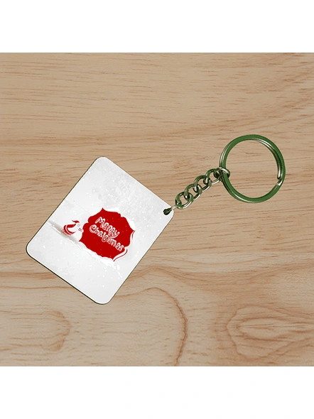 Merry Christmas Senta Moving Printed Small Rectangle Shape keychain-SSRECTC0004A