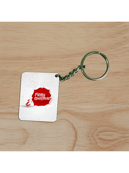 Merry Christmas Senta Moving Printed Small Rectangle Shape keychain-3