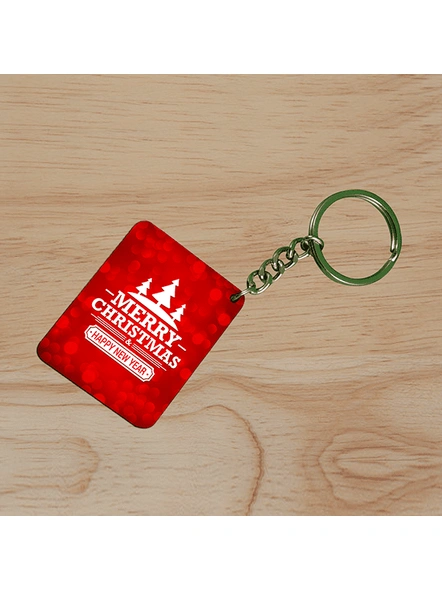 Happy New Year Merry Christmas Printed Small Rectangle Shape Keychain-SSRECTC0005A